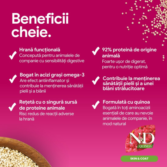 Farmina ND Quinoa Skin Coat Herring Coconut hrana dietetica pisici adulte 5 kg